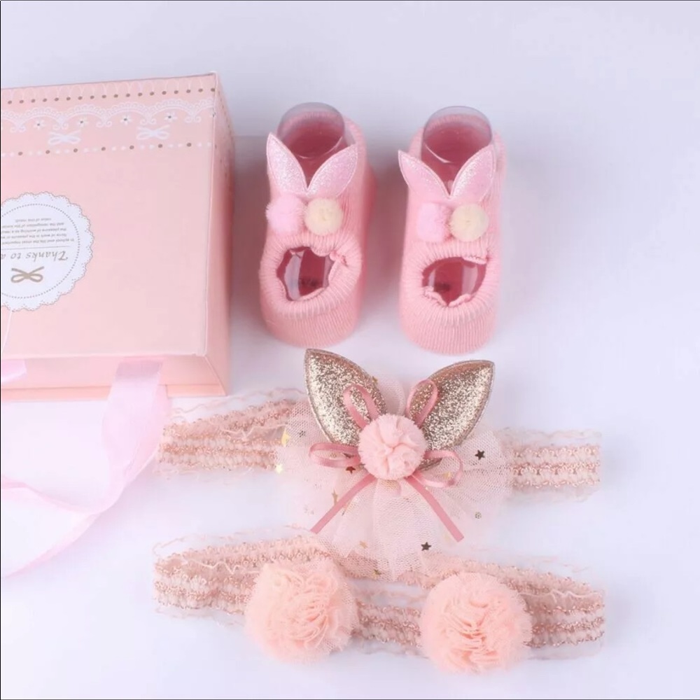 NWT 3Pcs/Set Lace Princess Baby Headbands Socks